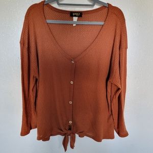 Orange Waffleknit Top